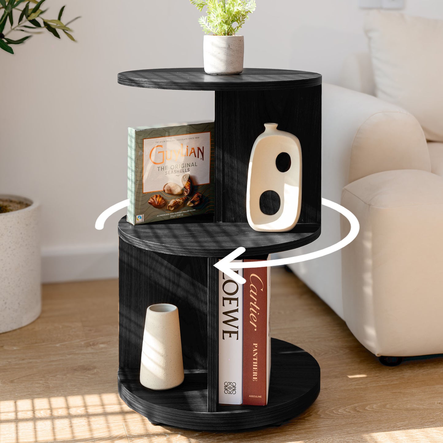 Living Room Side Table, Office Bookshelf, Modern Nightstands, Accent Table - Black