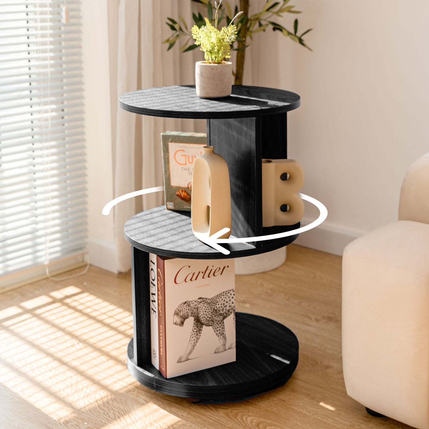 Living Room Side Table, Office Bookshelf, Modern Nightstands, Accent Table - Black