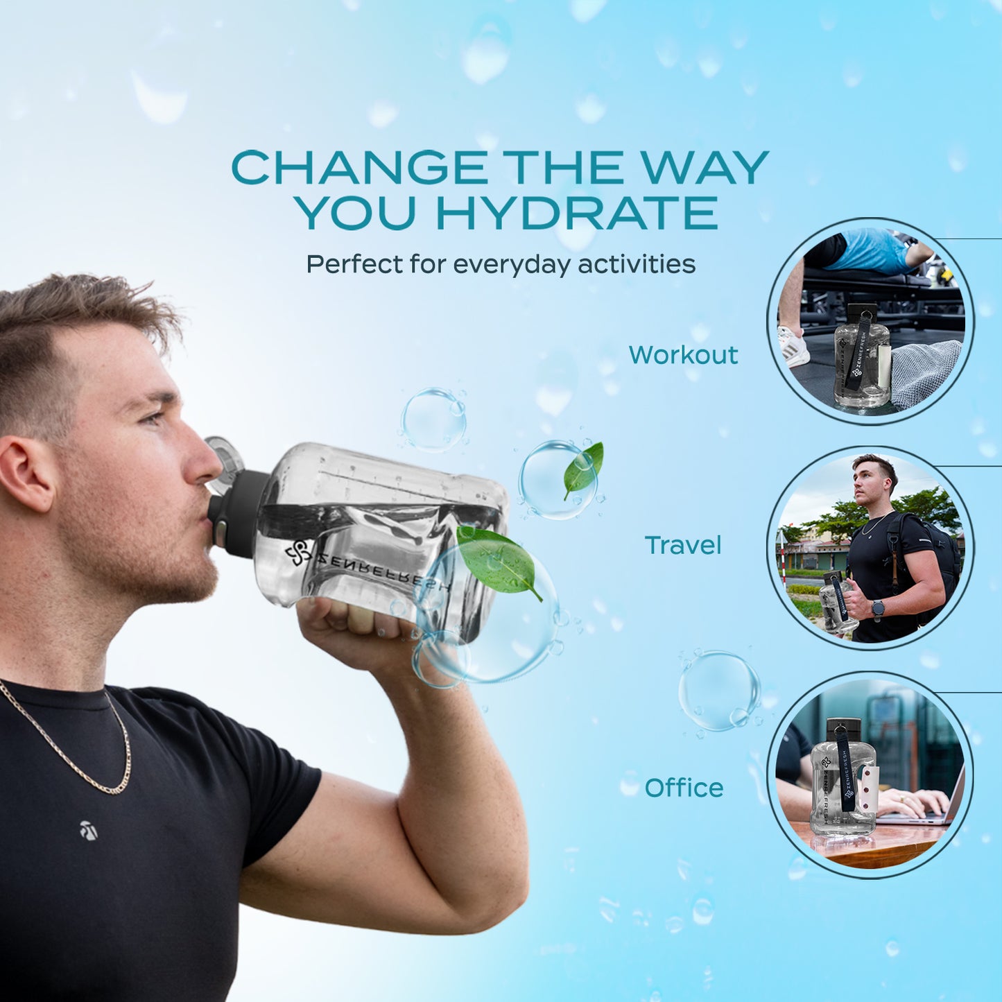 50 Oz Hydrogen Water Bottle SPE/PEM Technology, Large Gym Hydrogen Bottles, Travel Hydrogen Generator With Straw & Extra Cap Up to 1800 ppb - Black