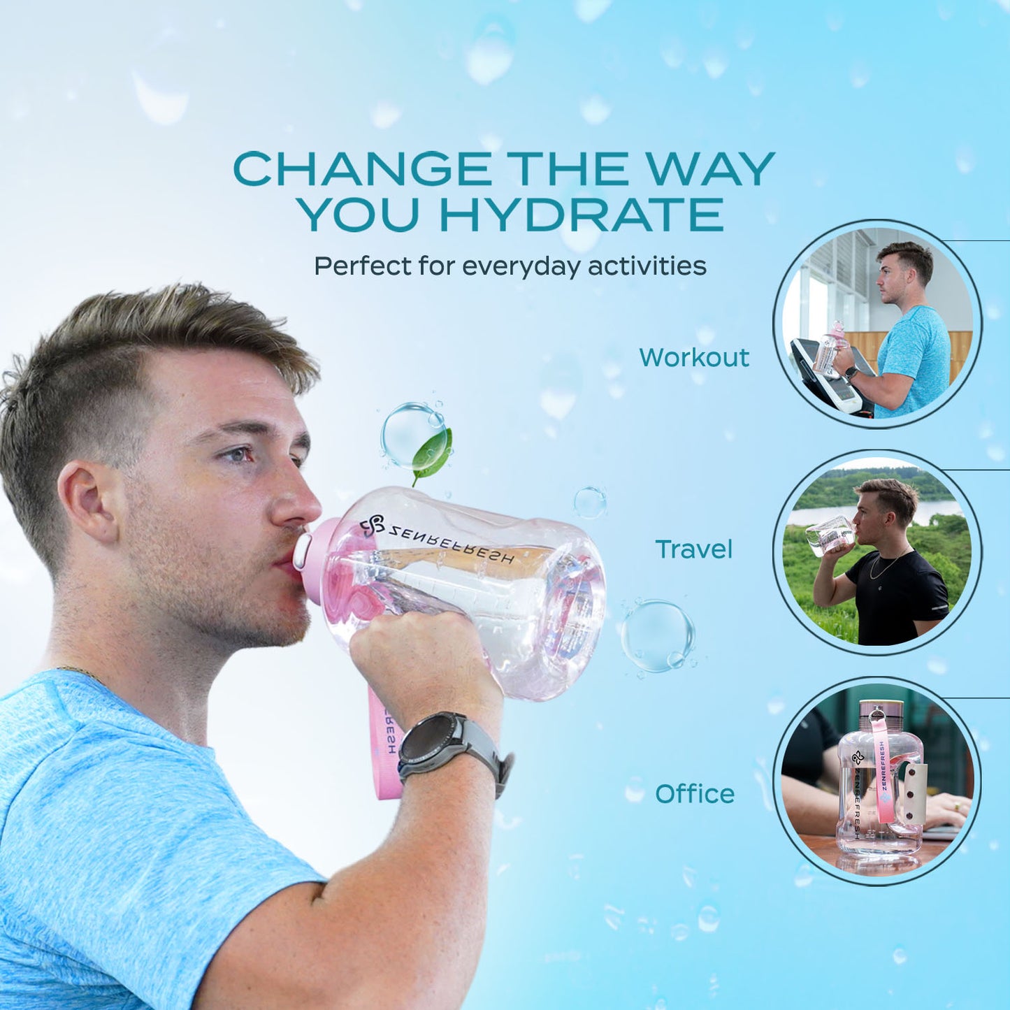 50 Oz Hydrogen Water Bottle SPE/PEM Technology, Large Gym Hydrogen Bottles, Travel Hydrogen Generator With Straw & Extra Cap Up to 1800 ppb - Pink
