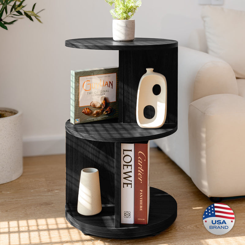 KAYMILY Round End Tables, Mid Century Modern 3 Tier Side Table for Living Room, Bedroom & Office