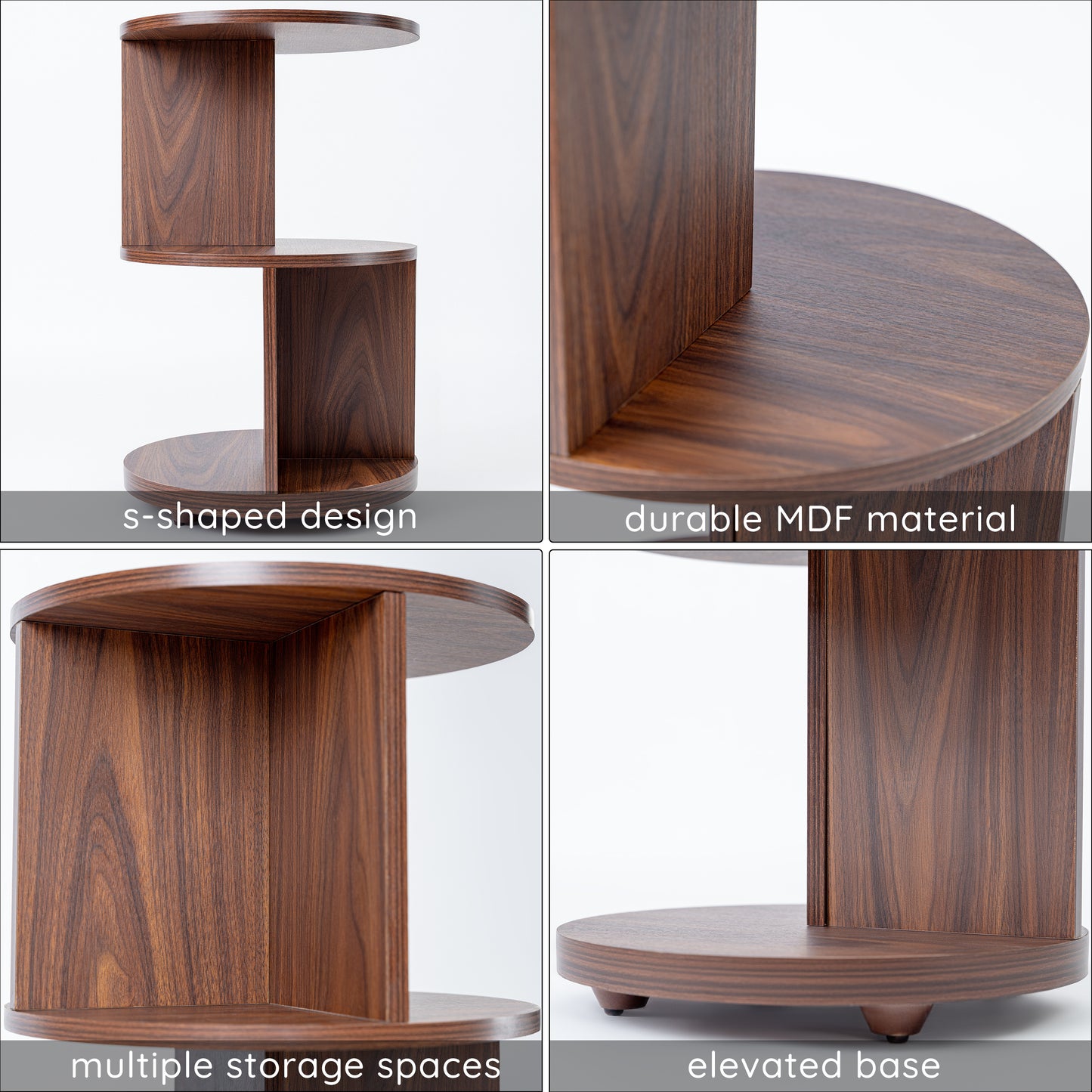 KAYMILY Round End Tables, Mid Century Modern 3 Tier Side Table for Living Room, Bedroom & Office