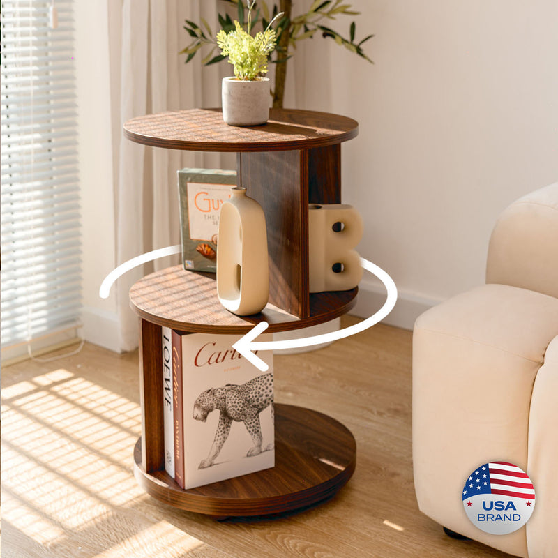 KAYMILY Round End Tables, Mid Century Modern 3 Tier Side Table for Living Room, Bedroom & Office