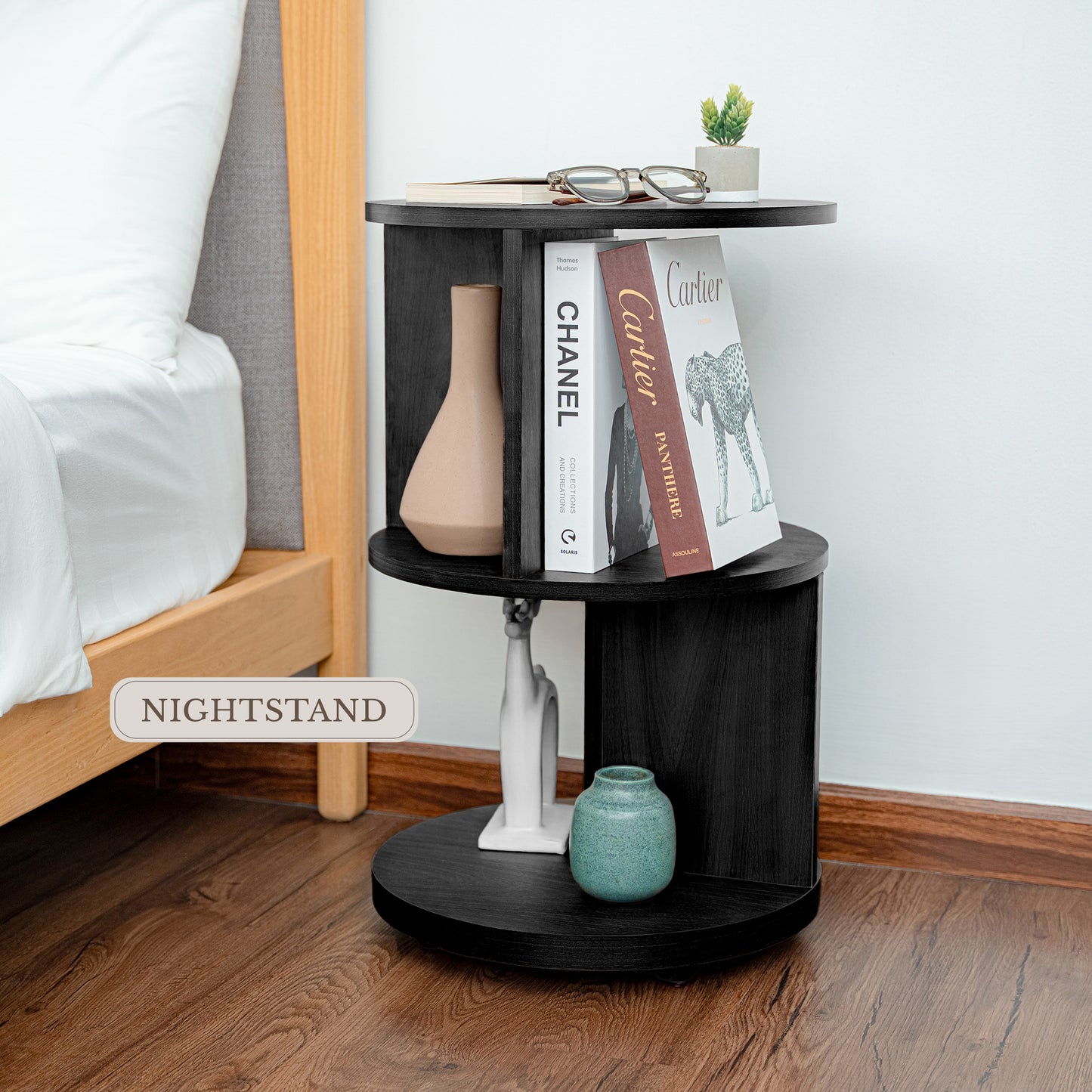 KAYMILY Round End Tables, Mid Century Modern 3 Tier Side Table for Living Room, Bedroom & Office