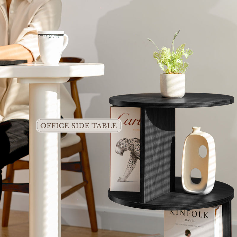 KAYMILY Round End Tables, Mid Century Modern 3 Tier Side Table for Living Room, Bedroom & Office