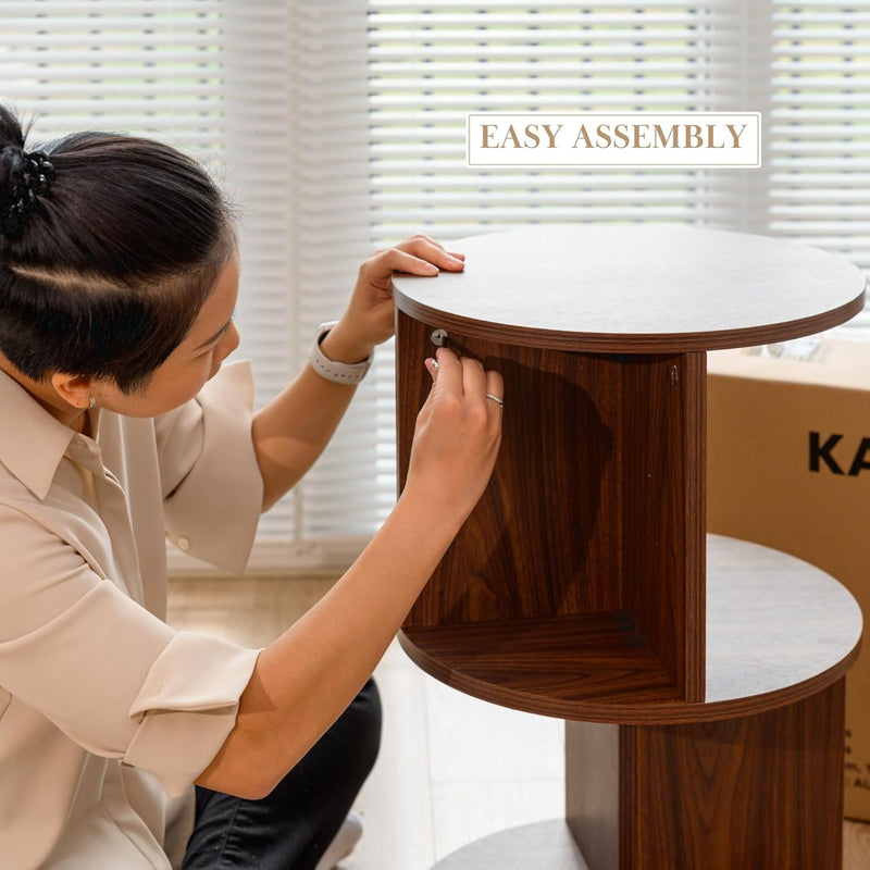 KAYMILY Round End Tables, Mid Century Modern 3 Tier Side Table for Living Room, Bedroom & Office