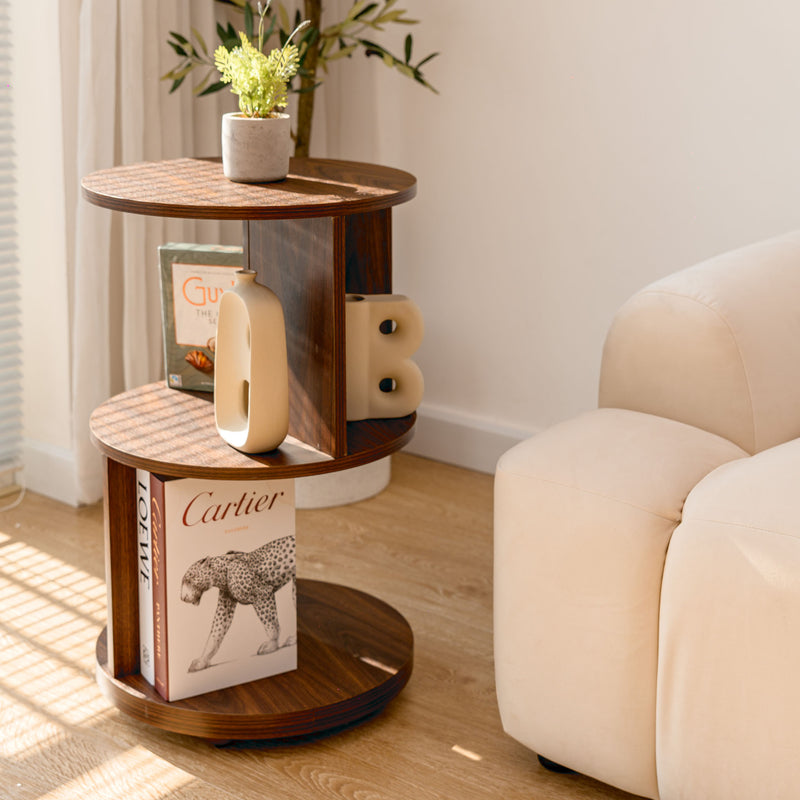 KAYMILY Round End Tables, Mid Century Modern 3 Tier Side Table for Living Room, Bedroom & Office