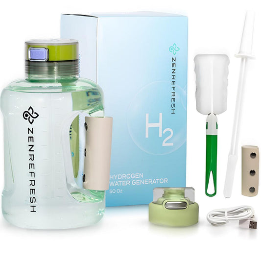 50 Oz Hydrogen Water Bottle SPE/PEM Technology, Large Gym Hydrogen Bottles, Travel Hydrogen Generator With Straw & Extra Cap Up to 1800 ppb - Green