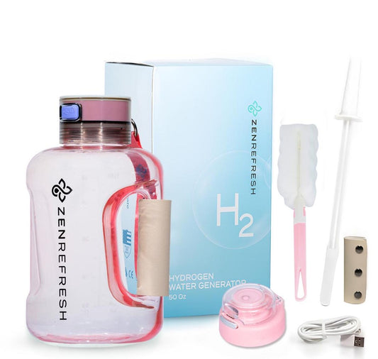 50 Oz Hydrogen Water Bottle SPE/PEM Technology, Large Gym Hydrogen Bottles, Travel Hydrogen Generator With Straw & Extra Cap Up to 1800 ppb - Pink