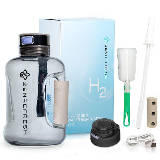 50 Oz Hydrogen Water Bottle SPE/PEM Technology, Large Gym Hydrogen Bottles, Travel Hydrogen Generator With Straw & Extra Cap Up to 1800 ppb -  Black